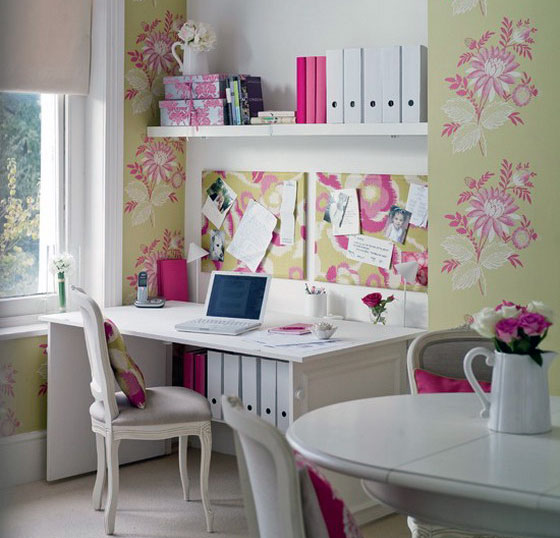 Pretty Pink Home Offices Telecommute And Remote Jobs Pink Flowers Home Office