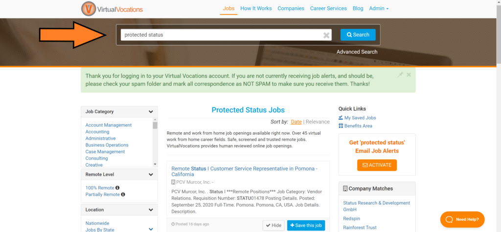 Jobs for veterans with protected status are easy to find with the Virtual Vocations job search bar.