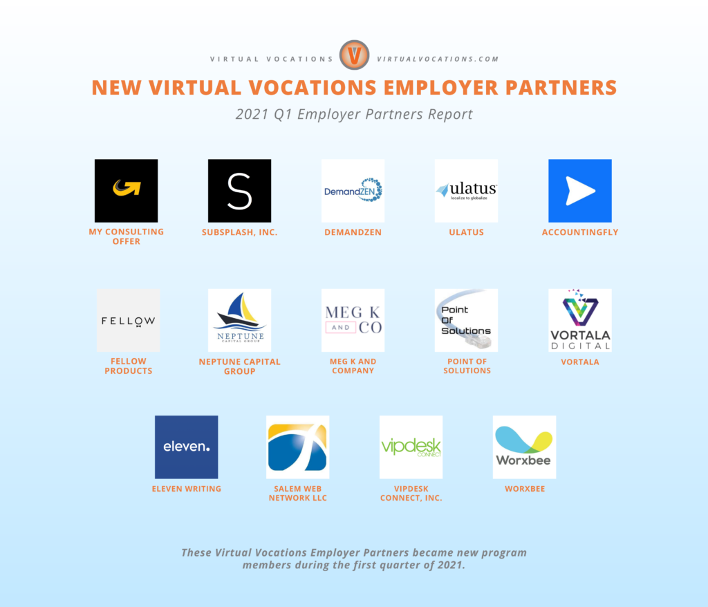 Virtual Vocations 2021 Q1 Employer Partner Report